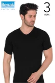 Berrak 3 Adet Erkek Elestan V Yaka Kısa Kol Badi Tişört 1027 - 3