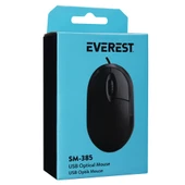 Everest 1.9 Metre Bakır Kablolu USB Siyah 1200dpi Optik Mouse thumbnail 2
