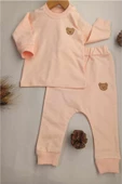 Diamondstar Ayı Aplikeli somon renk şalvar pantolonlu Sweat Takım 6/18 ay - 5