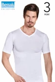 Berrak 3 Adet Erkek Elestan V Yaka Kısa Kol Badi Tişört 1027 - 2
