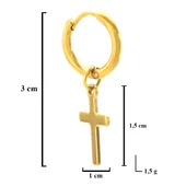 BZ Altın Kaplama Haç Model Sallantılı Halka Küpe UNK-692 - 4