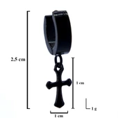 BZ 316L Çelik Siyah Haç Model Sallantılı Halka Küpe UNK-695 - 3