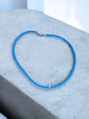 Mavi Kum Boncuk Unisex Kolye Kalp Detaylı Zarif Kum Boncuk Kolye thumbnail 1