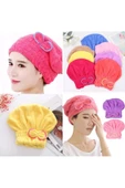 1 Adet Standart Mikrofiber Lastikli Banyo Saç Bonesi Havlusu - 1