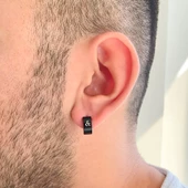 BZ 316L Çelik Siyah Üç Hilal Halka Küpe UNK-724 - 2