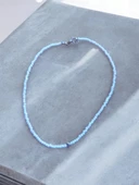 Beyaz Kum Boncuk Unisex Kolye Kalp Detaylı Zarif Kum Boncuk Kolye thumbnail 1