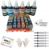 CANON PGI-550 CLI-551 UYUMLU KOLAY DOLAN KARTUŞ+6x50ml MÜREKKEP 6 RENK (DOLU) - 1