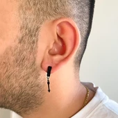 BZ 316L Cerrahi Çelik Ok Model Siyah Sallantılı Küpe UNK-664 - 2