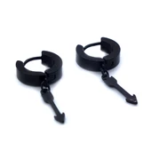 BZ 316L Cerrahi Çelik Ok Model Siyah Sallantılı Küpe UNK-664 - 5