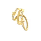 BZ Altın Kaplama Zirkon Taşlı Yıldız Detaylı Çelik Ear Cuff Küpe UNK-686 - 1