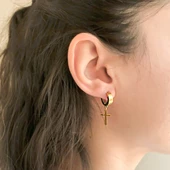 BZ Altın Kaplama Haç Modelli Sallantılı Küpe UNK-659 - 2