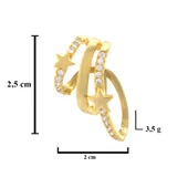 BZ Altın Kaplama Zirkon Taşlı Yıldız Detaylı Çelik Ear Cuff Küpe UNK-686 - 3