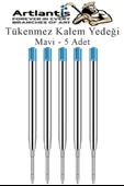Tükenmez Kalem Yedeği 5 Adet Tükenmez Kalem İçi Yedek Mavi Metal Tükenmez Kalem İçi Okul Ofis Jel Kalem İçi - 1