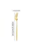 Periboia 6 Adet Mini Boy Lüx Gold Fondü Çatalı Paslanmaz Çelik 14 Cm Tatlı Çatalı - 3