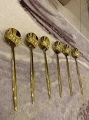 Periboia 6 Adet Şık Parlak Gold Paslanmaz Titanyum Çelik Çay Kaşığı Kararmaz - 3