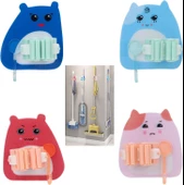 Periboia 4 Adet Karikatür Figürlü Yapışkanlı Süpürge Mop Fırça Sap Tutucu Delmesiz Mutfak Banyo Askı - 1