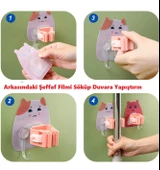 Periboia 4 Adet Karikatür Figürlü Yapışkanlı Süpürge Mop Fırça Sap Tutucu Delmesiz Mutfak Banyo Askı - 4