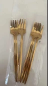 Periboia 6 Adet Mini Boy Lüx Gold Fondü Çatalı Paslanmaz Çelik 14 Cm Tatlı Çatalı - 4