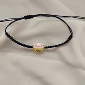 El Yapımı Murano Maneki Neko Şans Kedisi Bileklik - 5