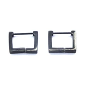 BZ 316L Çelik Siyah Kare Unisex Küpe UNK-662 - 2