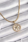 316L Çelik Gold Renk İtalyan Zincir Zirkon Taşlı Kutup Yıldız Model Kadın Kolye - TJ-BKO9595 thumbnail 1