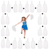 12 Çift ( 24 Adet ) Beyaz Renk 23 Nisan 19 Mayıs 29 Ekim Okul Gösteri Ponponları - 1