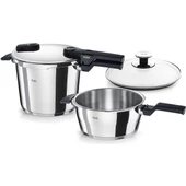 Fissler Vitaquick Premium Cam Kapaklı 6 lt + 3.5 lt Düdüklü Tencere Seti - 1
