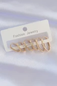 Pirinç Gold Renk İnce Oval Küpe Seti - TJ-BKP8988 - 1