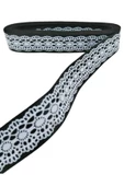 Tafta Dantel Görünümlü Kurdele Siyah 25 mm 2 Metre - 2