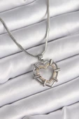 Gümüş Renk İtalyan Zincir Mix Renk Zirkon Taş Detay Kalp Model Kadın Kolye - EBJ241214W29954 thumbnail 1