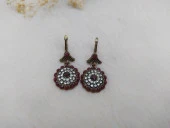 Hdmarketim Otantik Osmanlı Motifli Swarovski Taşlı Işıltılı Hürrem Sultan Eskitme Küpe Bordo thumbnail 2