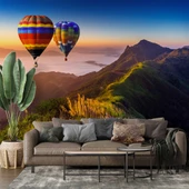 Dağ ve Sıcak Hava Balon Manzaralı Duvar Kağıdı thumbnail 1