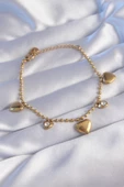 316L Çelik Gold Renk Zirkon Taşlı Kalp Model Bileklik - TJ-BB6098 thumbnail 1