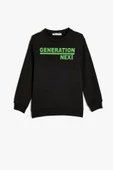 Koton Erkek Çocuk Uzun Kollu Bisiklet Yaka Slogan Baskılı Sweatshirt - 1