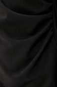 Koton Uzun Kollu Mini Elbise Drape Detaylı Yuvarlak Yaka Slim Fit Krep Scuba Kumaş - 6