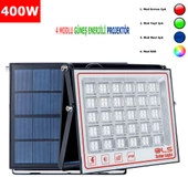 400 SOLAR 5 MODLU GÜNEŞ ENERJİLİ LED PROJEKTÖR  MAVİ YEŞİL KIRMIZI VE RGB RENK AYDINLATMA - 1