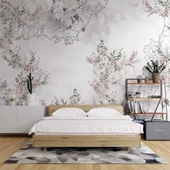 Soft Çiçek Çizim Desenli Duvar Kağıdı - 2