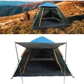 Tam Otomatik Su Ve Rüzgar Geçirmez Gölgelikli Tenteli 4 Kişilik Kamp Çadırı 215*215*145 Cm - 1