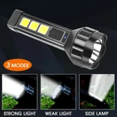 WellHise 659 Usb Şarjlı El Feneri COB Yan Işık Güçlü El Feneri USB Şarj Edilebilir Açık Kamp Lambası Taşınabilir - 3