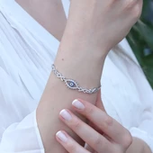 Gurmet Zincirli Göz Modeli Gümüş Bilelik thumbnail 2