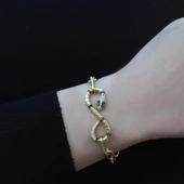 Yılan Sonsuzluk Modeli Gold Kaplama Zirkon Taşlı Bileklik thumbnail 3