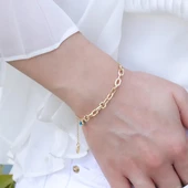 Mini Burgu Halkalı Gold Kaplama Gümüş Hallow Bileklik thumbnail 3