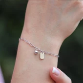 Trend Mini Plaka Gümüş Bileklik thumbnail 1