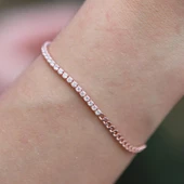 Rose Gold Kaplama Yarım Su Yolu Gurmet Zincirli Gümüş Bileklik thumbnail 3