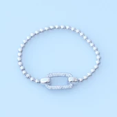 Top Zincirli Zirkon Taşlı İkon Gümüş Bileklik thumbnail 2