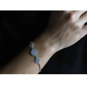 Kar Taneli Turkuaz Taşlı Gümüş Göz Bileklik thumbnail 2