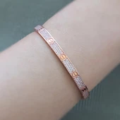 Crtr Modeli Rose Gold Kaplama Zirkon Taşlı Gümüş Kelepçe thumbnail 2