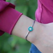 Balık Sırtı Mine İşli Gümüş Bileklik thumbnail 1