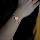 Kalbli Rose Altın Kaplama Asansör Bileklik thumbnail 2