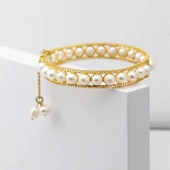 Tek Sıra İncili Anahtarlı Kelepçe Bilezik thumbnail 5